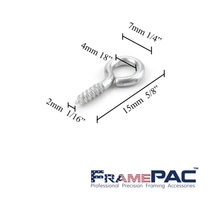 FramePac 200 Pcs Small Eye Screws Heavy Duty Silver Hook Eyes Bolts Eyelet Screw for Hanging Picture Frame Wall Arts Paintings & Home Decoration - Image 3